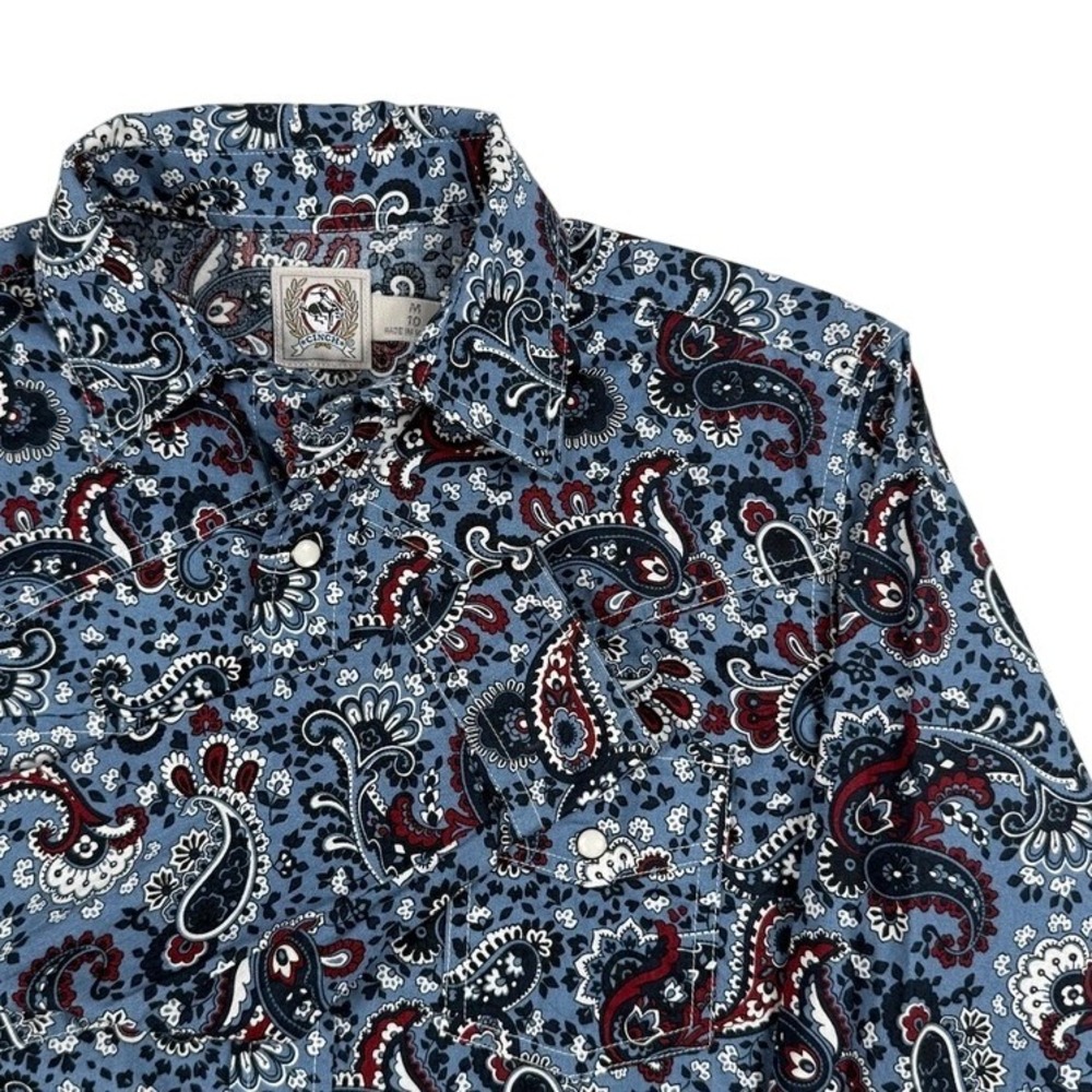 Cinch Blue Paisley Western Snap Long Sleeve Shirt Rodeo Cowgirl Size M 10